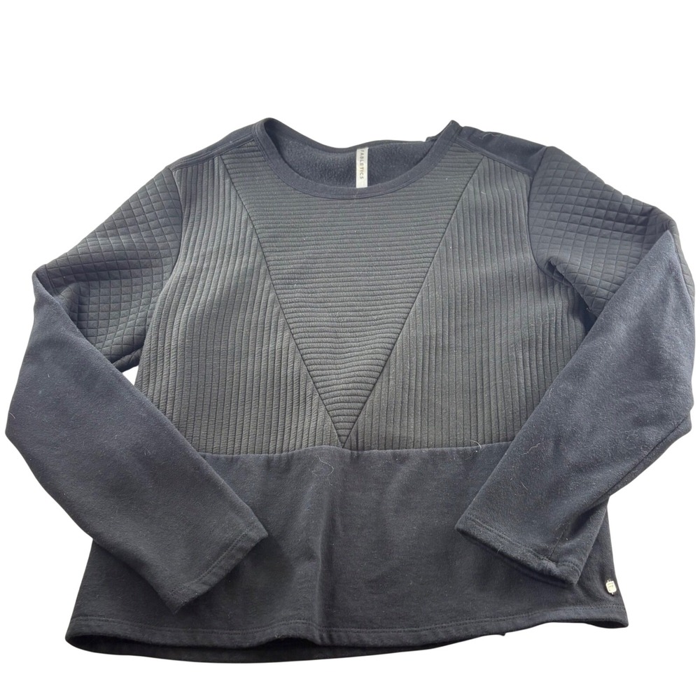 Fabletics Black Quilted Ribbed Panel Fleece Sweatshirt XL LS1618103-0001-17060